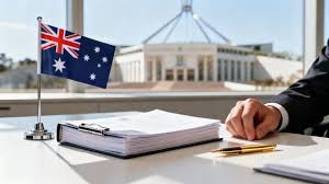 Australian flag and tender documents at Parliament House